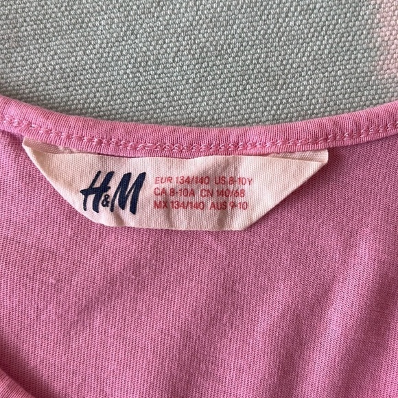 H&M Girls Pink Sleeveless Sundress Dog Cat Bird Floral Graphic 8/10Y - Picture 6 of 11